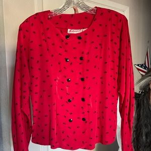 Red women’s top. Double breasted top